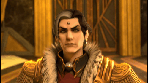 Man with Crescent Moon Forehead Yellow Curtain