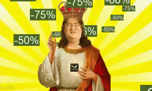 Man With Crown And Steam Logo GIF