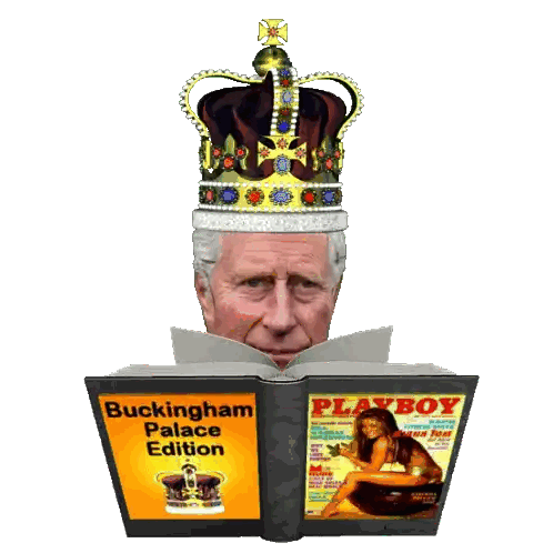 Man with Crown Reading Buckingham Palace Book