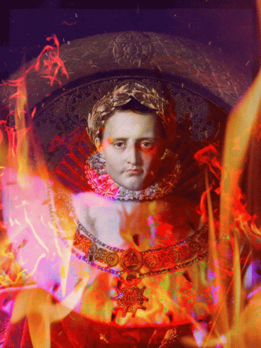 Man With Crown Surrounded By Flames GIF