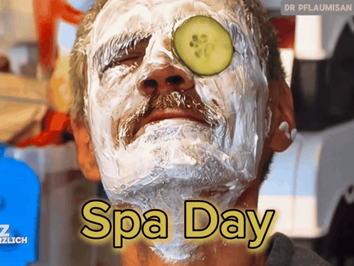 Man With Cucumber on Eye Spa Day