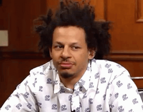 Man With Curly Hair And Beard In White Patterned Shirt GIF