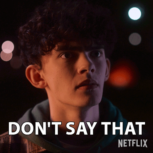 Man with Curly Hair Saying Don't Say That