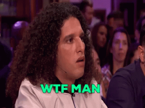 Man with Curly Hair Says WTF Man