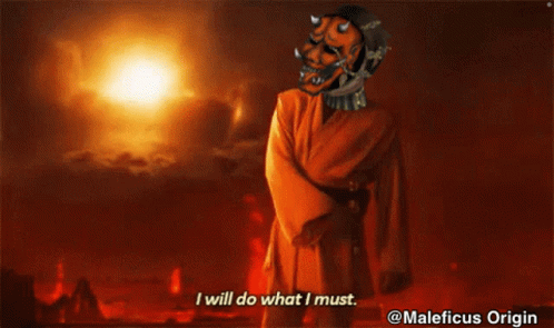 Man With Demon Mask Says I Will Do What I Must GIF