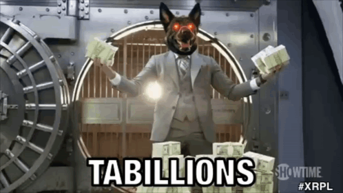 Man with Dog Head Holding Money