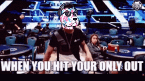 Man With Dog Mask Headphones and Sunglasses in Casino