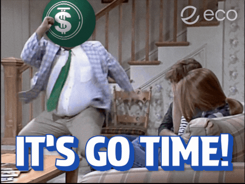 Man with Dollar Sign Head Dancing It's Go Time