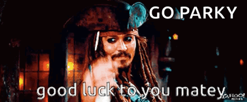 Man With Dreadlocks and Pirate Hat Says Go Parky Good Luck Matey