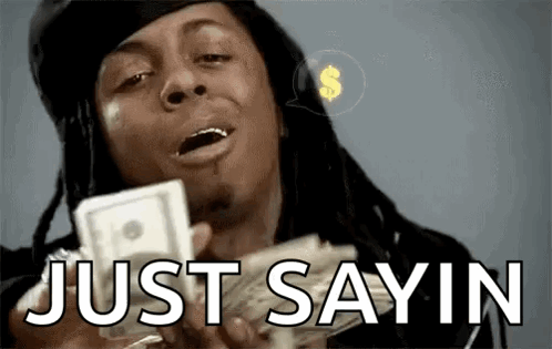 Man With Dreadlocks Holding Money Saying Just Sayin