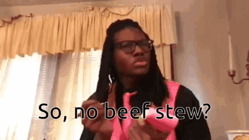 Man With Dreadlocks Saying No Beef Stew GIF