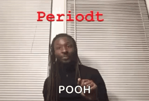 Man with Dreadlocks Saying Periodt Pooh in Red