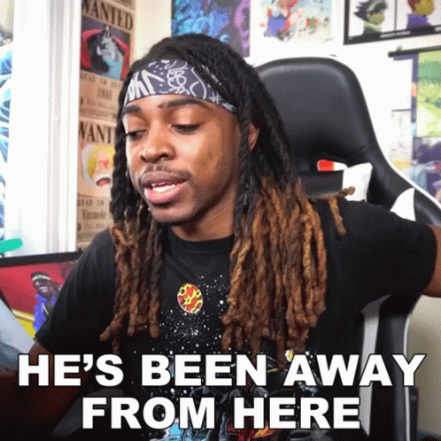 Man With Dreadlocks Sitting In Chair Saying He's Been Away From Here GIF
