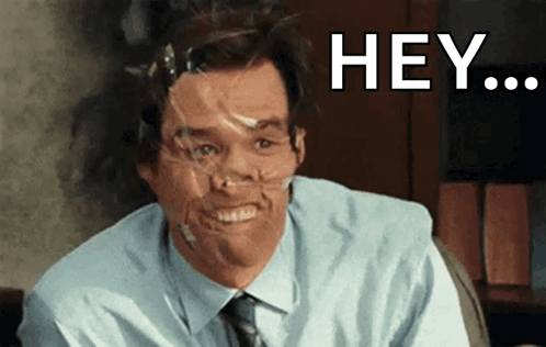Man With Duct Tape Smiling Saying Hey