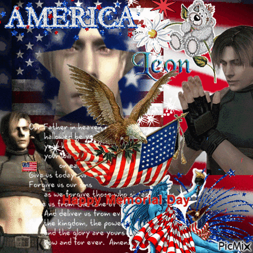 Man With Eagle And America Text GIF