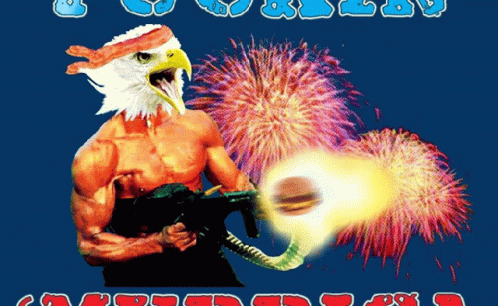 Man With Eagle Head Holding Gun GIF