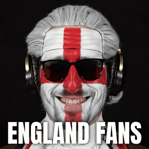 Man With England Flag On Face Saying England Fans GIF
