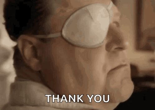 Man With Eyepatch Saying Thank You GIF