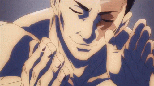 Man with Eyes Closed and Hands on Face
