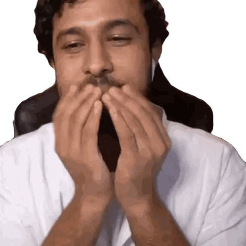 Man with Eyes Closed and Hands on Face