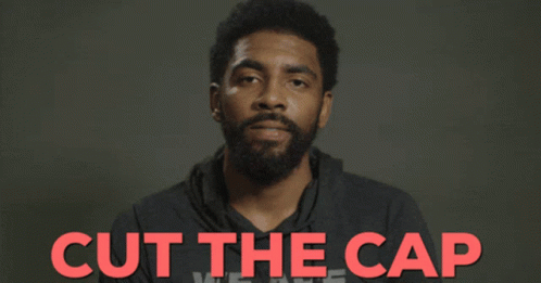 Man With Eyes Closed Saying Cut the Cap in Red