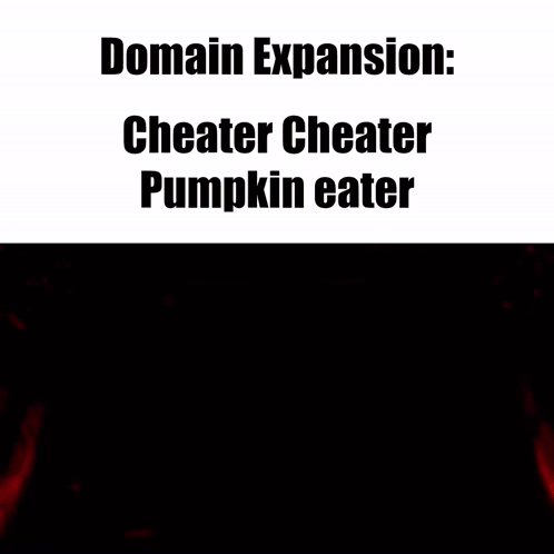 Man with Eyes Closed Saying Domain Expansion Cheater
