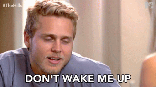 Man With Eyes Closed Saying Don't Wake Me Up