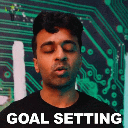 Man with Eyes Closed Saying Goal Setting