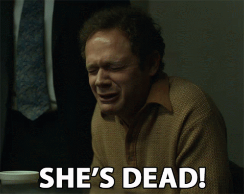 Man With Eyes Closed Saying She's Dead GIF