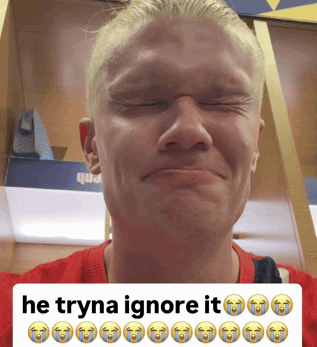 Man With Eyes Closed Sign Saying He Tryna Ignore It