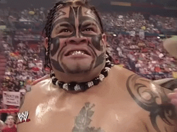 Man With Face Tattoo, Necklace, Wrestling Shirt GIF