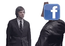 Man with Facebook Logo on Head
