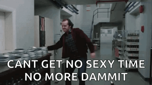 Man With Film Rolls Says No Sexy Time GIF