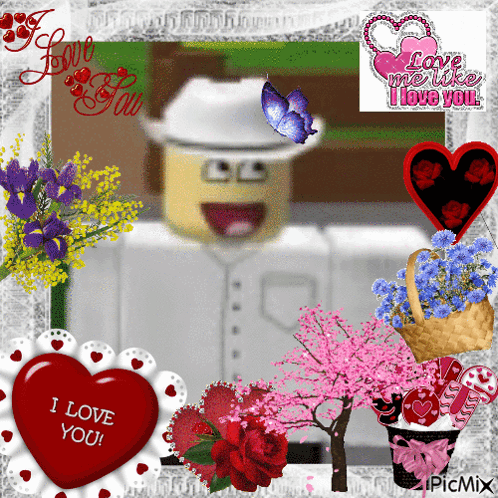 Man With Flowers and Hearts Saying I Love You
