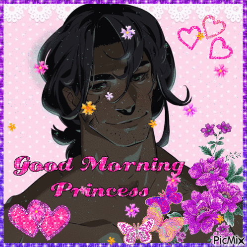 Man With Flowers In Hair Good Morning Princess GIF