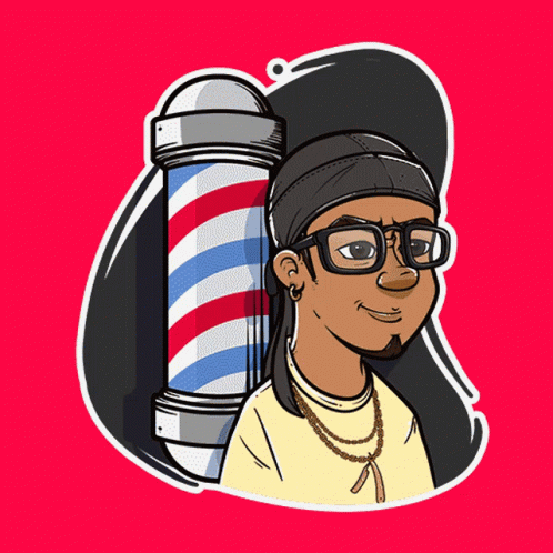 Man With Glasses and Barber Pole