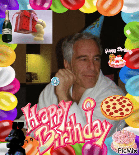 Man With Glasses And Beard Balloons Confetti Happy Birthday GIF