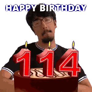 Man with Glasses and Beard Celebrating 114th Birthday