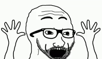 Man With Glasses and Beard Hands Up Mouth Open