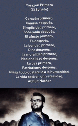 Man With Glasses And Beard In Front Of Corazon Primero Poster GIF