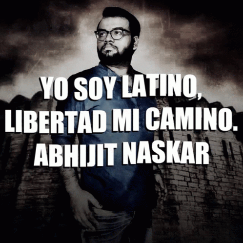 Man With Glasses And Beard On Latin No Illegal Abhijit Naskar Poster GIF