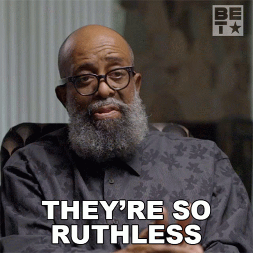 Man With Glasses And Beard Saying They're So Ruthless GIF