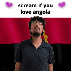 Man With Glasses And Beard Screaming For Angola GIF