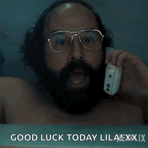 Man With Glasses and Beard Talking on Phone Smash It Good Luck Today Lilaexxxix