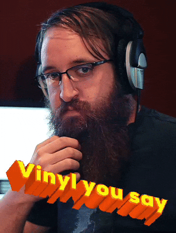 Man With Glasses And Beard Wearing Headphones Saying Vinyl You Say GIF