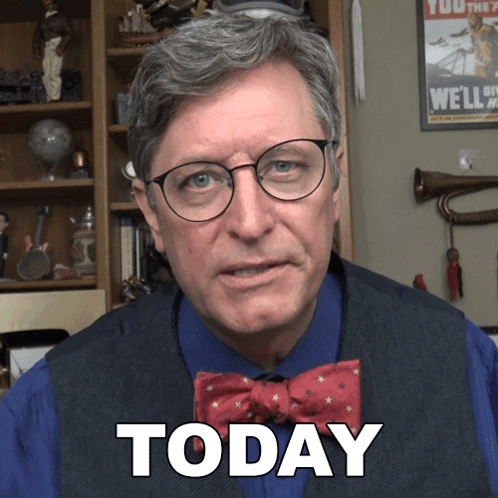 Man With Glasses And Bow Tie Saying Today GIF