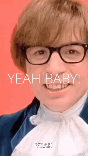 Man with Glasses and Bow Tie Saying Yeah Baby