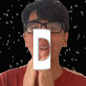 Man with Glasses and Braces Letter D