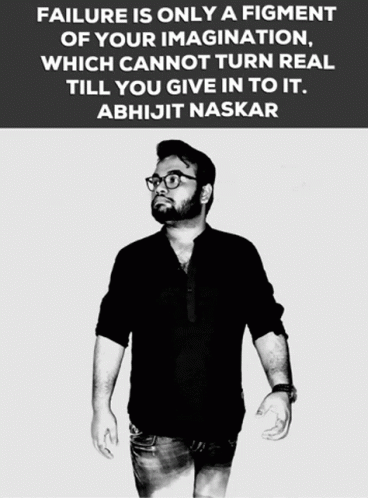 Man with Glasses and Failure Quote