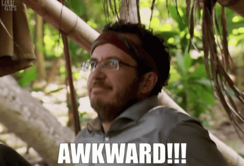 Man with Glasses and Headband Saying Awkward